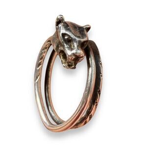 Vintage Sterling Silver Tiger Ring sz 7,5